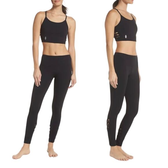 Free People FP Movement Revelation Black Knotted Woven Leggings | Athleisure - Picture 4 of 16